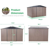 [08X10FT] Large Heavy Duty Outdoor Metal Garden Tools Storage Utility Shed W/ Lockable Door (SAK72751)