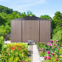 [08X10FT] Large Heavy Duty Outdoor Metal Garden Tools Storage Utility Shed W/ Lockable Door (SAK72751)