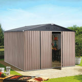 [08X10FT] Large Heavy Duty Outdoor Metal Garden Tools Storage Utility Shed W/ Lockable Door (SAK72751)