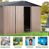 [08X10FT] Large Heavy Duty Outdoor Metal Garden Tools Storage Utility Shed W/ Lockable Door (SAK72751)