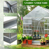 [10X12FT] Large Heavy-Duty Outdoor Walk-In Polycarbonate Aluminum Frame Greenhouse With Adjustable Vents & Sliding Doors (SAK93648)