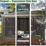 [12x14FT] Large Outdoor All-Season Wall Mounted Sunroom Solarium With Galvanized Steel Roof & Moveable PVC Screen (SAK46475)