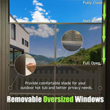 [12x14FT] Large Outdoor All-Season Wall Mounted Sunroom Solarium With Galvanized Steel Roof & Moveable PVC Screen (SAK46475)