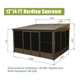 [12X14FT] Alora Haven Large Outdoor All-Season Wall-Mounted Sunroom With Galvanized Steel Roof & Moveable PVC Screen (SAK46475)