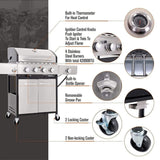 Large Outdoor 42K BTU BBQ Stainless Steel Propane Gas Grill With 4 Burners (SAK61283)