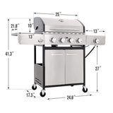 Large Outdoor 42K BTU BBQ Stainless Steel Propane Gas Grill With 4 Burners (SAK61283)