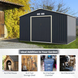 Alora Large Outdoor Metal Storage Backyard Shed W/ Lockable Sliding Doors, 11' x 8' (93064172)