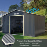 Alora Large Outdoor Metal Storage Backyard Shed W/ Lockable Sliding Doors, 11' x 8' (93064172)