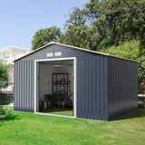Alora Large Outdoor Metal Storage Backyard Shed W/ Lockable Sliding Doors, 11' x 8' (93064172)