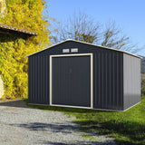 Alora Large Outdoor Metal Storage Backyard Shed W/ Lockable Sliding Doors, 11' x 8' (93064172)