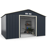 Alora Large Outdoor Metal Storage Backyard Shed W/ Lockable Sliding Doors, 11' x 8' (93064172)