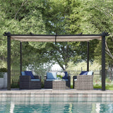 [10X13FT] Alora Large Outdoor Patio Pergola With Canopy & Retractable Sun Shades, Beige (SAK51842)