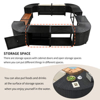 Large Outdoor Quadrilateral Spa Surround Rattan Sectional Sofa Set With Storage Compartments (SAK80217)