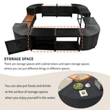 Large Outdoor Quadrilateral Spa Surround Rattan Sectional Sofa Set With Storage Compartments (SAK80217)