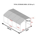 [12X20FT] Alora Premium Modern Heavy-Duty Outdoor Alloy Steel Carport Canopy (SAK91486)