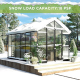 [08x12FT] Large Premium Outdoor Aluminum Polycarbonate Greenhouse With Double Swing Doors (SAK92641)