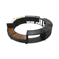 Large Premium Surround Spa Patio Rattan Sofa Set With Storage Compartments And Cushions (SAK75629)