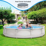 Large Round Above Ground Swimming Pool With Pool Cover, 12FT (SAK53722)