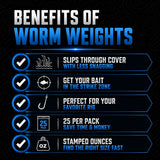 Reaction Tackle Lead Worm Weights (25 pack)