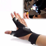 LED Flashlight Magic Strap Fingerless Gloves with 2 LED Light