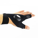 LED Flashlight Magic Strap Fingerless Gloves with 2 LED Light