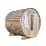 Dundalk Leisurecraft 84-Inch 4-Person Canadian Timber Harmony Barrel Sauna With Solid Wood Benches [CTC22W] (SAK96842)