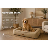 Lepus Comfort Khaki Green Visco Pet Bed Large 100x70 cm