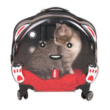 Lepus Transparent Rolling Pet Carrier with Wheels Grey Large
