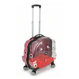 Lepus Transparent Rolling Pet Carrier for Cats and Dogs Pink