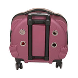 Lepus Transparent Rolling Pet Carrier for Cats and Dogs Pink