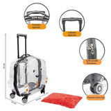 Lepus Transparent Rolling Pet Carrier for Cats and Dogs Pink