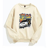 Letter and Car Print Oversized Sweatshirt