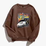 Letter and Car Print Oversized Sweatshirt