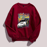 Letter and Car Print Oversized Sweatshirt