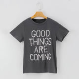 Letters Print Round Neck Short Sleeve Casual T-Shirt