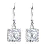 Leverback Elegance Princess Halo Drop Earring