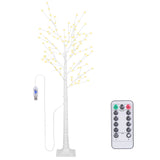 Lighted Birch Tree Artificial White Birch Tree Wig with 8 Warm White Lighting Modes