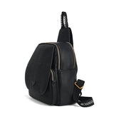 Litchi Print Black Shoulder Bag Casual Crossbody Bag