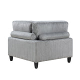 Living Room Furniture Corner Chair Gray Corduroy Upholstery 1pc Corner Wedge Soft Cushion Solid Wood Legs