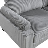 Living Room Furniture Corner Chair Gray Corduroy Upholstery 1pc Corner Wedge Soft Cushion Solid Wood Legs