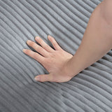 Living Room Furniture Corner Chair Gray Corduroy Upholstery 1pc Corner Wedge Soft Cushion Solid Wood Legs