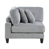 Living Room Furniture Corner Chair Gray Corduroy Upholstery 1pc Corner Wedge Soft Cushion Solid Wood Legs