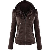 Lock and Love Women's Removable Hooded Faux Leather Jacket