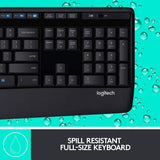 Logitech Wireless Combo Full-Sized Keyboard with Comfortable Right-Handed Mouse (Refurbished)