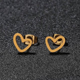 Love Stud Alloy Heart Earrings
