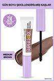 Maybelline Super Lock Brow Glue - Medium Brown Tinted Eyebrow Mascara, Long Lasting Brow Shaping & Setting Gel