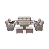 Alora Luxury 10-Piece All-Weather Outdoor Patio Furniture Set With Fire Pit Table (SAK39281)