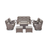Alora Luxury 10-Piece All-Weather Outdoor Patio Furniture Set With Fire Pit Table (SAK39281)