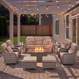 Alora Luxury 10-Piece All-Weather Outdoor Patio Furniture Set With Fire Pit Table (SAK39281)