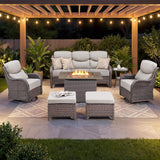 Alora Luxury 7-Piece Outdoor Patio Furniture Set With Fire Pit Table (SAK57391)